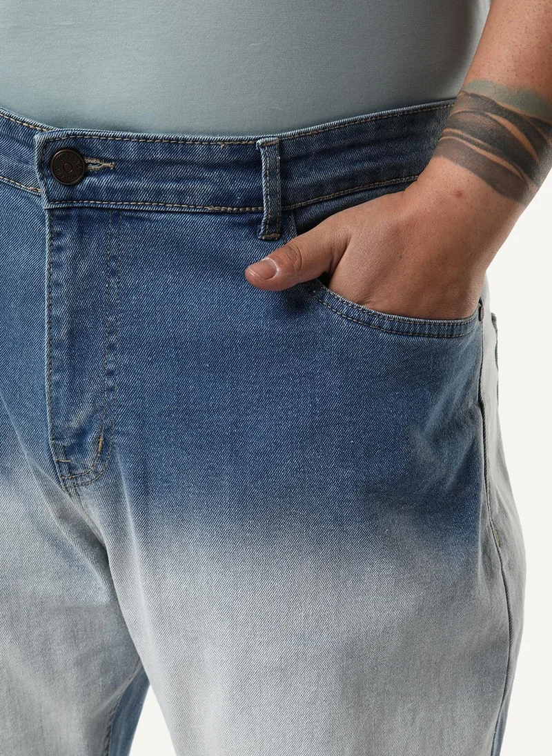 Urbano Fashion  Urbano Plus Men's Ice Grey Straight Fit Heavy Washed Faded Denim Jeans Stretchable for Men | Best Price UAE